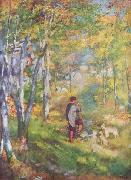 Pierre-Auguste Renoir Jules le Caur et ses chiens dans la foret de Fontainebleau oil painting